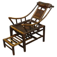 Chaise longue originale en bambou artisanal chinois du 19e siècle, vers 1860