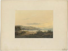 Original Antique Chromolithograh of Srigonjo Bay, the South Coast of Java, 1872