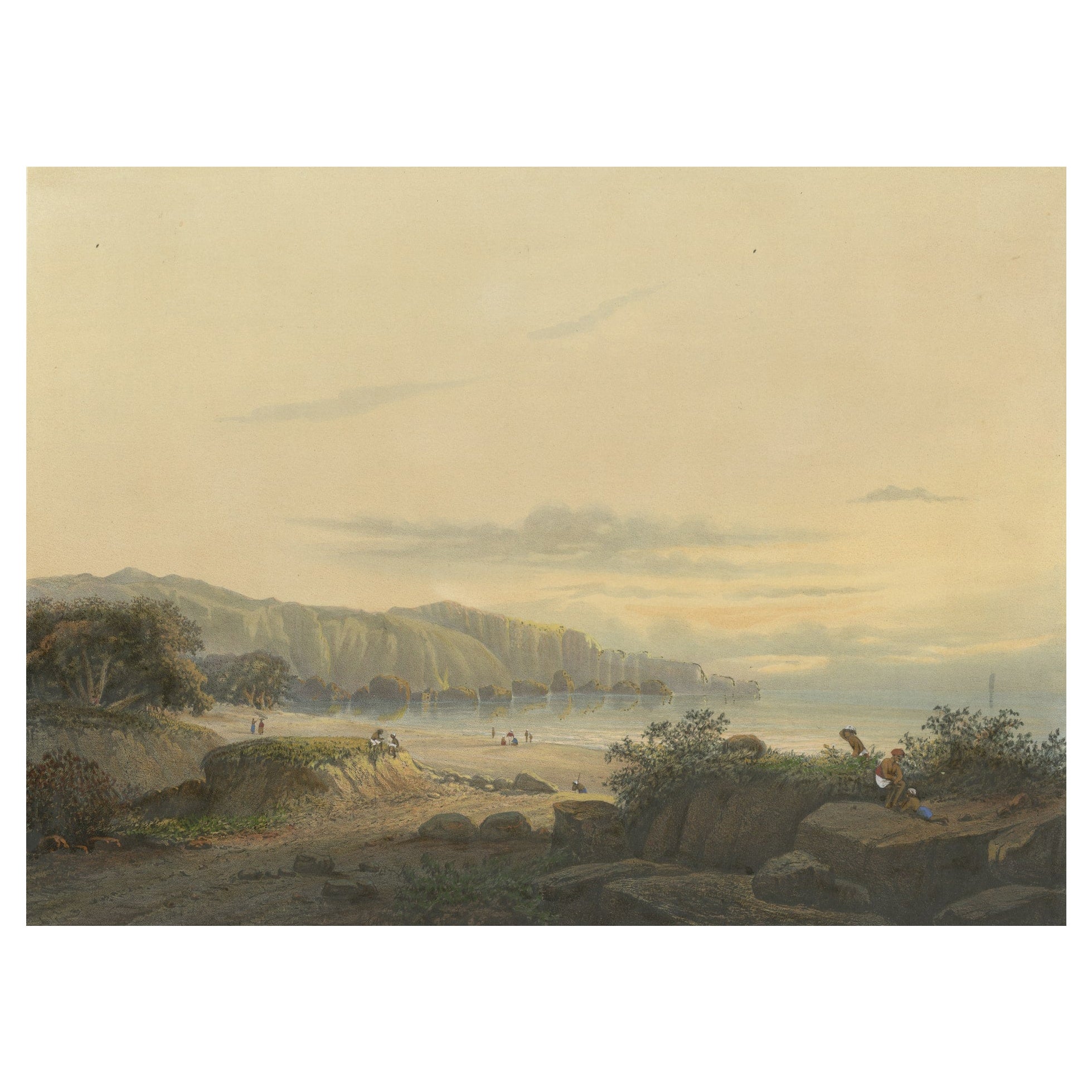 Original Antike Chromolithograh der Srigonjo-Büste an der Südküste Javas, 1872