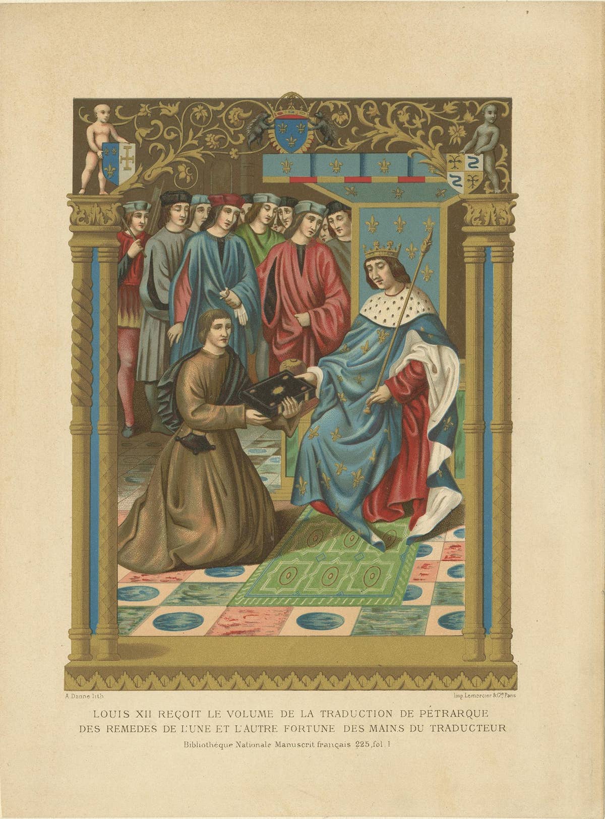 Original Antique Chromolithograph of Louis XII, King of France, ca.1890