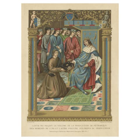 Original Antique Chromolithograph of Louis XII, King of France, ca.1890
