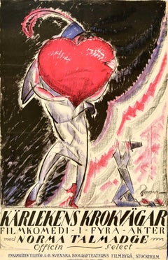 Original Antique Cinema Poster She Loves And Lies Norma Talmadge Eric Rohman