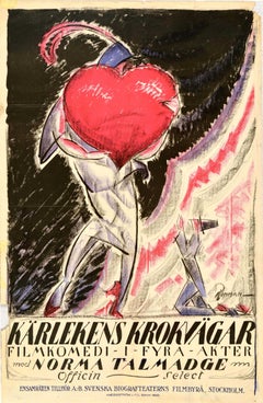 Original Antique Cinema Poster She Loves And Lies Norma Talmadge Eric Rohman