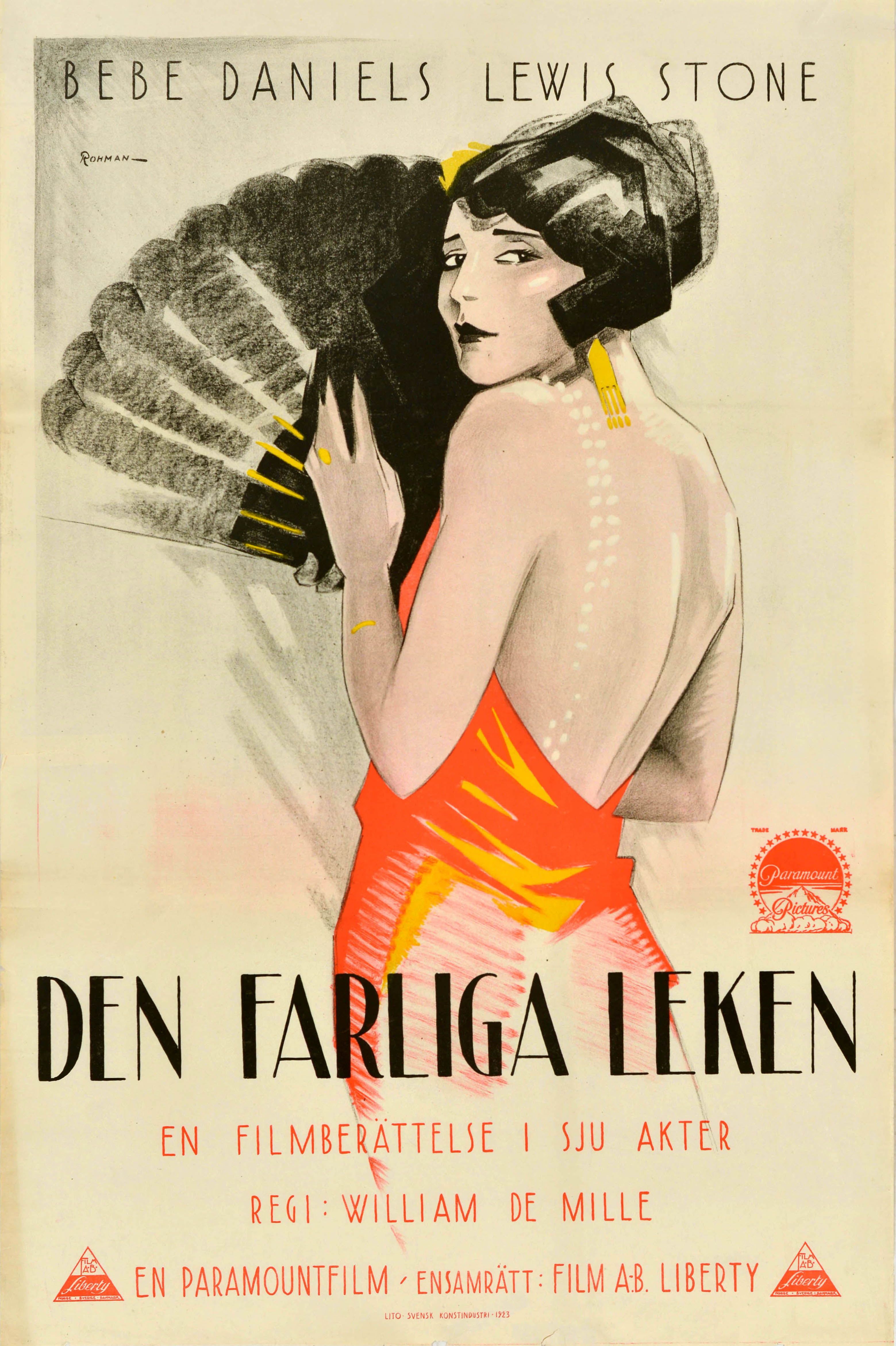 Original Antique Cinema Poster The Worlds Applause Den Farliga Leken Eric Rohman