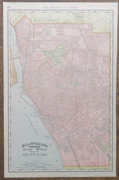 Original Antique City Plan of Buffalo, New York, USA, circa 1900