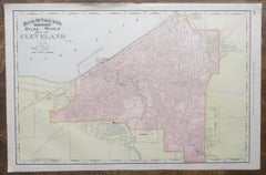 Originaler antiker Stadtplan von Cleveland, Ohio, USA, um 1900