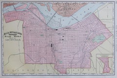 Original Antique City Plan of Louisville, Kentucky. USA. 1894