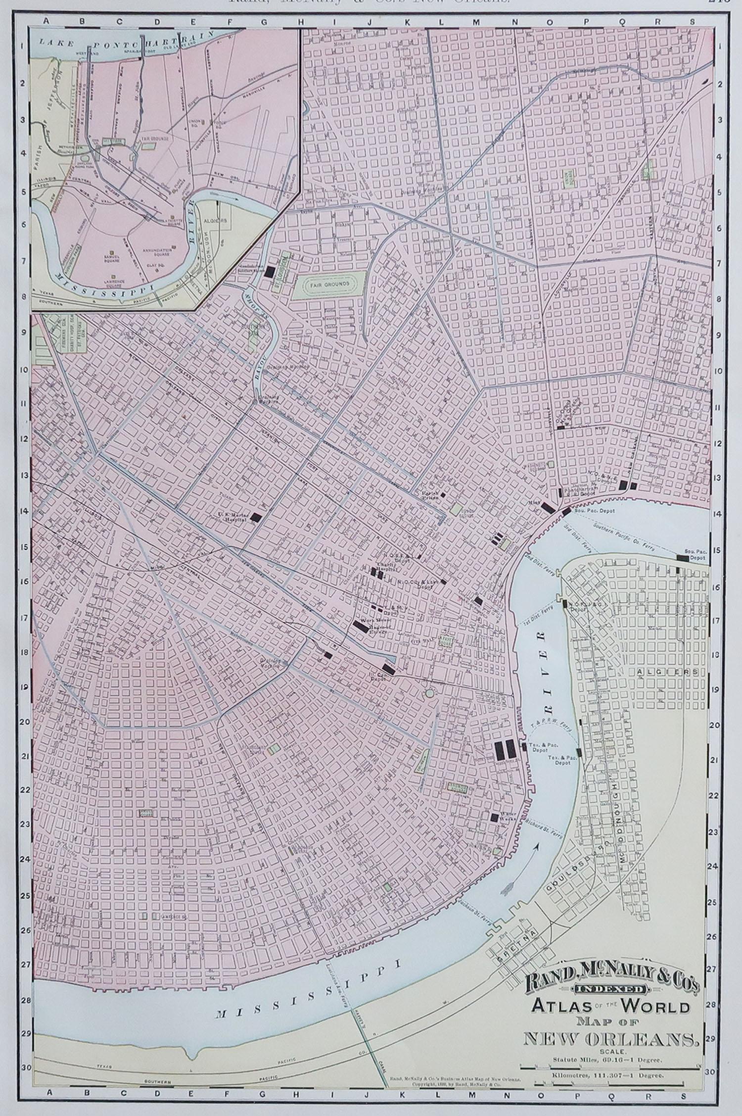 Fabulous colorful map of New Orleans

Original color

By Rand, McNally & Co.

Published, 1894

Unframed

Free shipping.