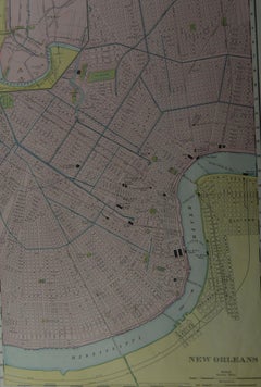 Original Antique City Plan of New Orleans, USA, circa 1900