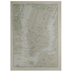 Original Antique City Plan of New York City, 1889