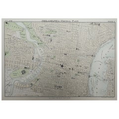 Originaler antiker Stadtplan von Philadelphia:: Pennsylvania:: 1889