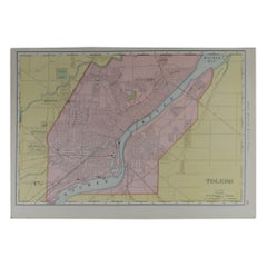 Original Antique City Plan of Toledo, Ohio USA, circa 1900