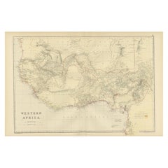 Original Antique Coloured Map of Western Africa, Published in 1882