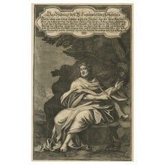 Incisione originale antica in rame di un ritratto di Giovanni Evangelista, 1708