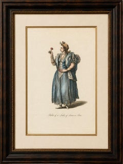Lámina original de un traje antiguo: «Traje de una dama de Lima, en Perú», 1779