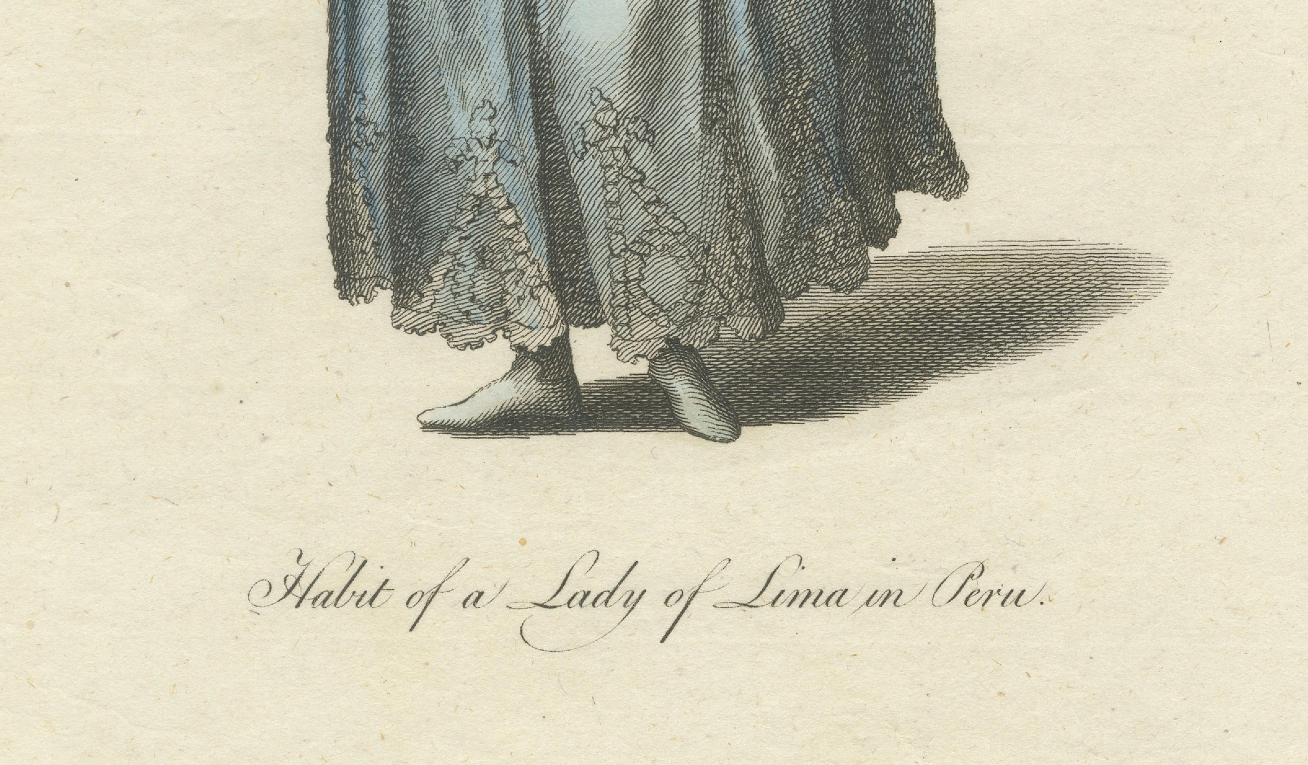 Original Antique Costume Print "Habit of a Lady of Lima in Peru", 1779