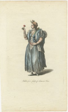 Lámina original de un traje antiguo: «Traje de una dama de Lima, en Perú», 1779