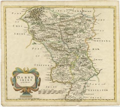 Original Antique County Map of Derbyshire, England