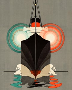 Original Antique Cruise Travel Poster North Via Szczecin Stettin Scandinavia Art