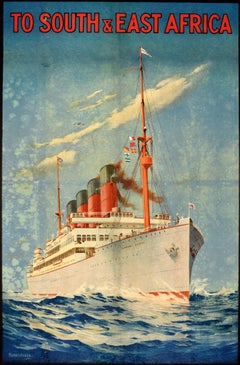 Original Antike Kreuzfahrt Reise Poster Süd-Ost-Afrika Union Castle Line