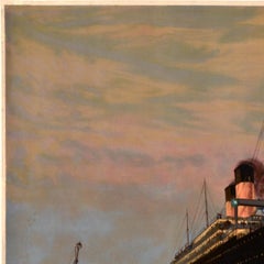 Original Antique Cruise Travel Poster White Star Line RMS Baltic Steamship Liner