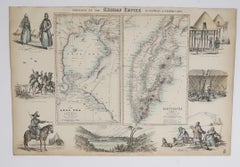 Carte décorative originale de Russie/ Kamchatka, Fullarton, vers 1870