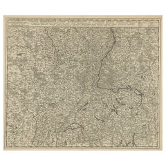 Carta dettagliata originale antica delle regioni fluviali del Reno e della Mosella, 1680 ca.