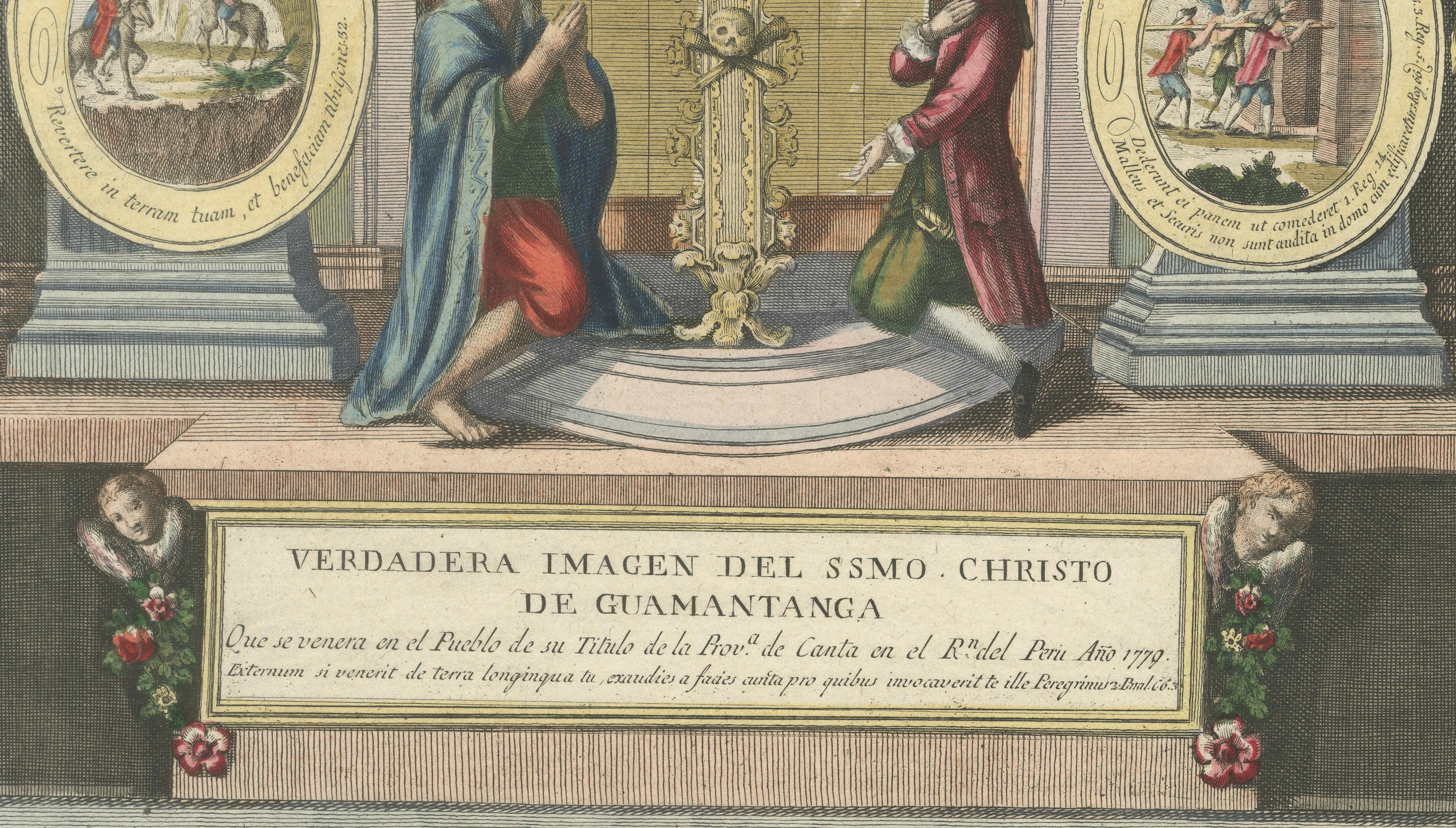 Original Antique Devotional Print of Christ of Guamantanga, Peru, 1779
