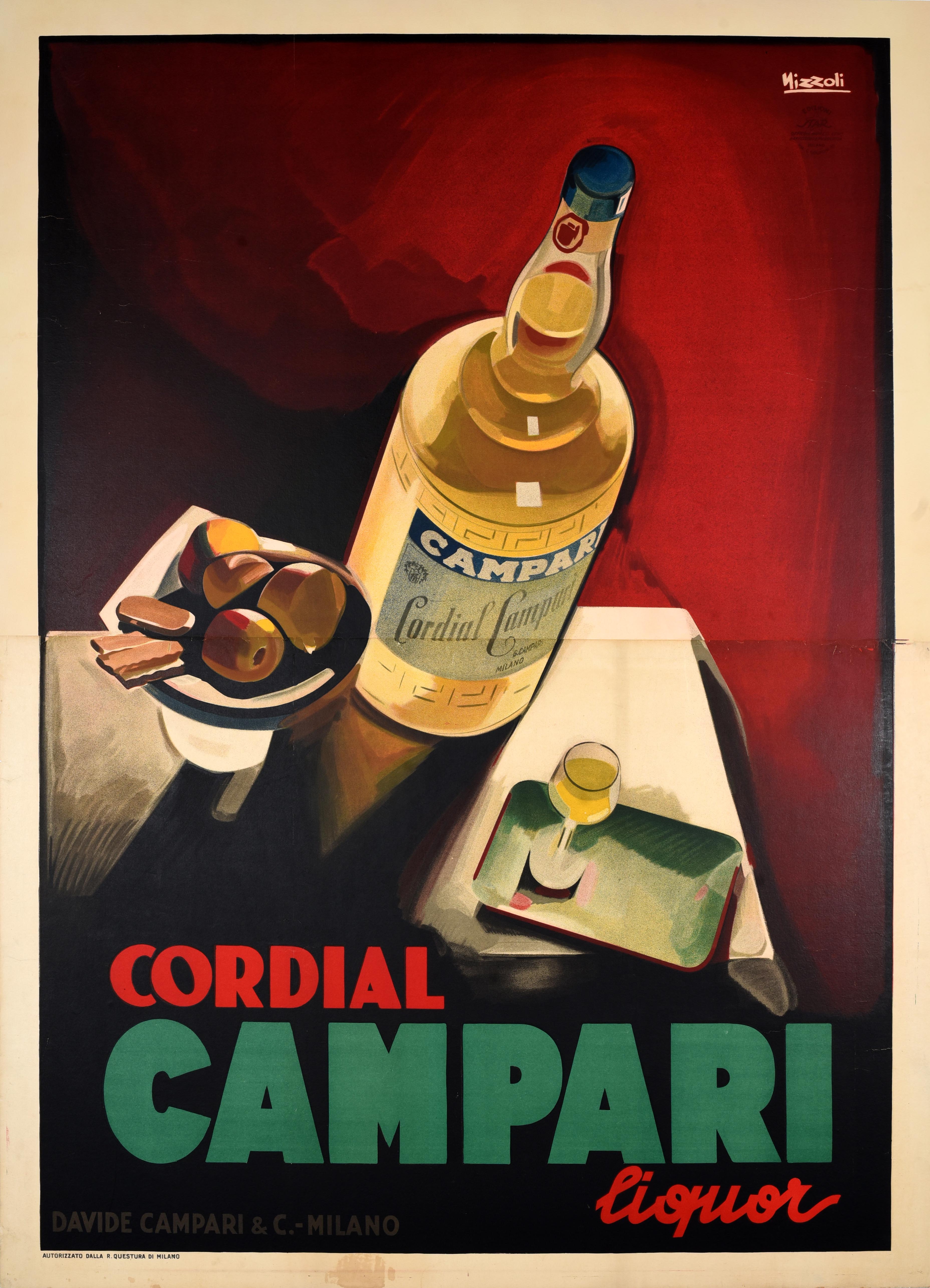 Original Antique Drink Advertising Poster Campari Cordial Marcello Nizzoli For Sale