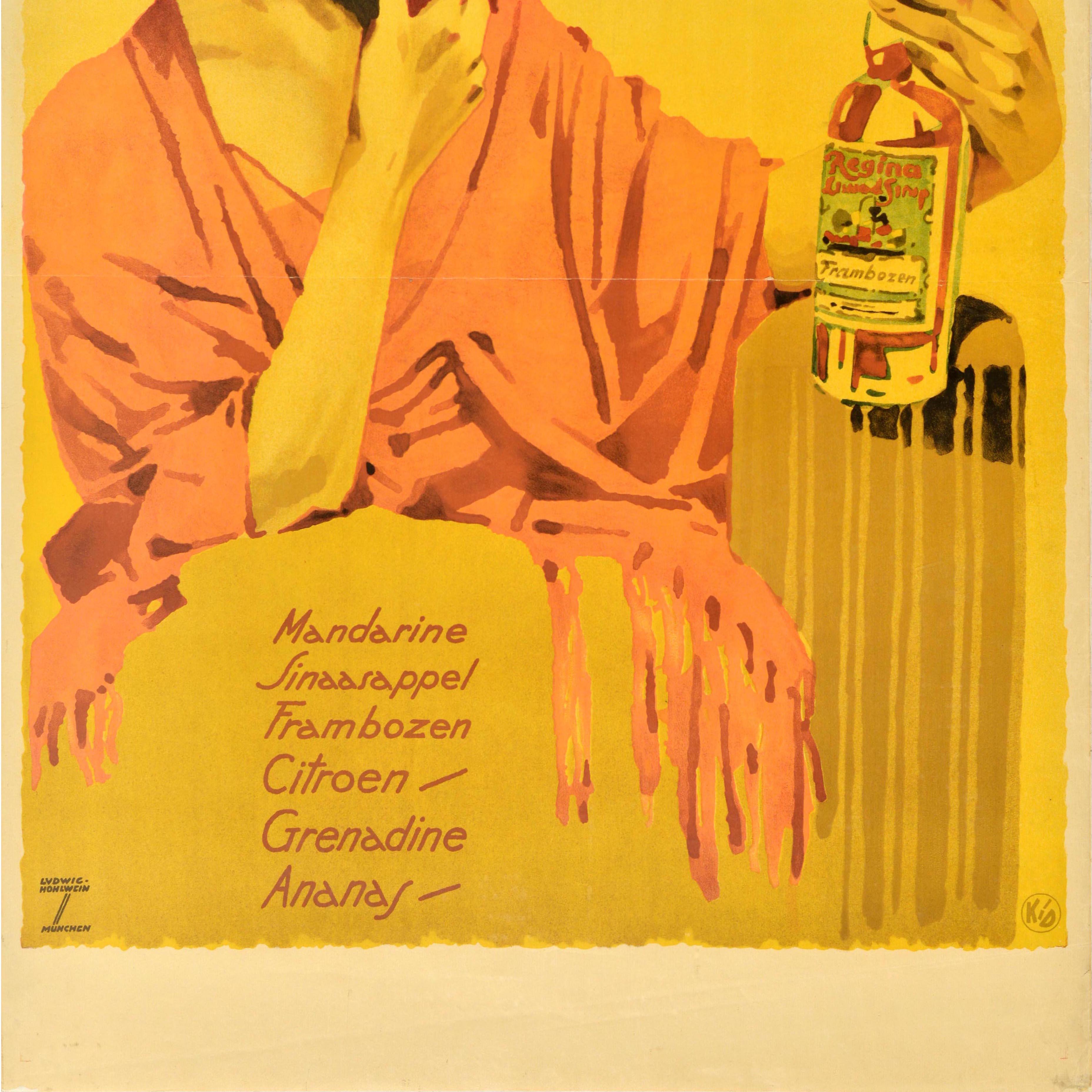 Original Antikes Getränke-Werbeplakat Regina Limonade Siroop Ludwig Hohlwein im Zustand „Gut“ im Angebot in London, GB