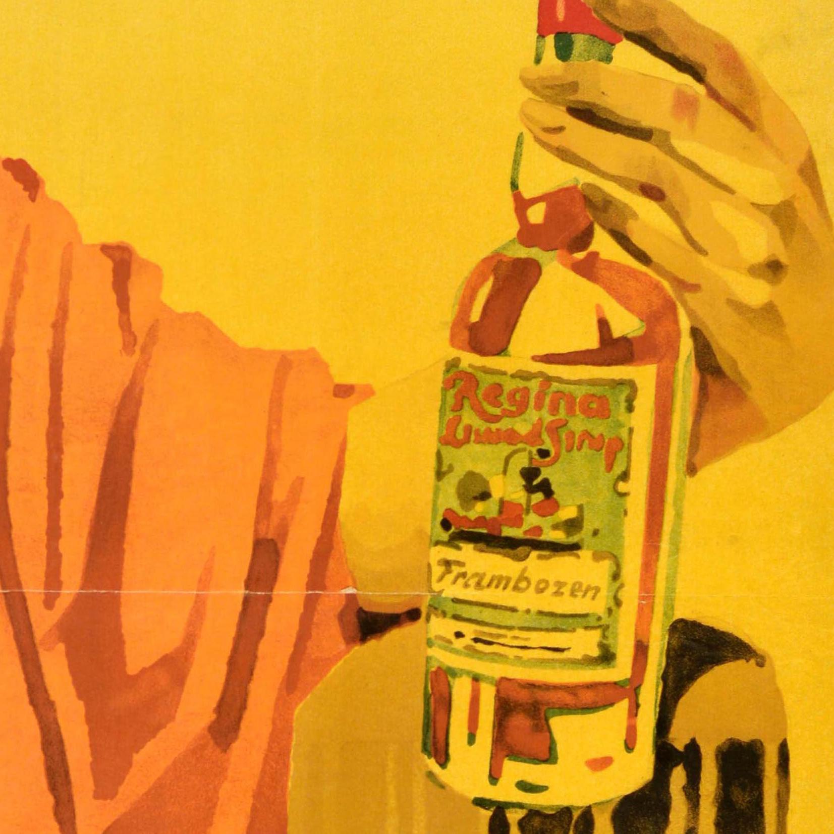 Original Antikes Getränke-Werbeplakat Regina Limonade Siroop Ludwig Hohlwein (Frühes 20. Jahrhundert) im Angebot
