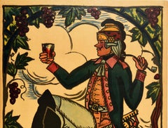 Original Antique Drink Poster Henri De Bahezre Burgundy Wines Vins De Bourgogne
