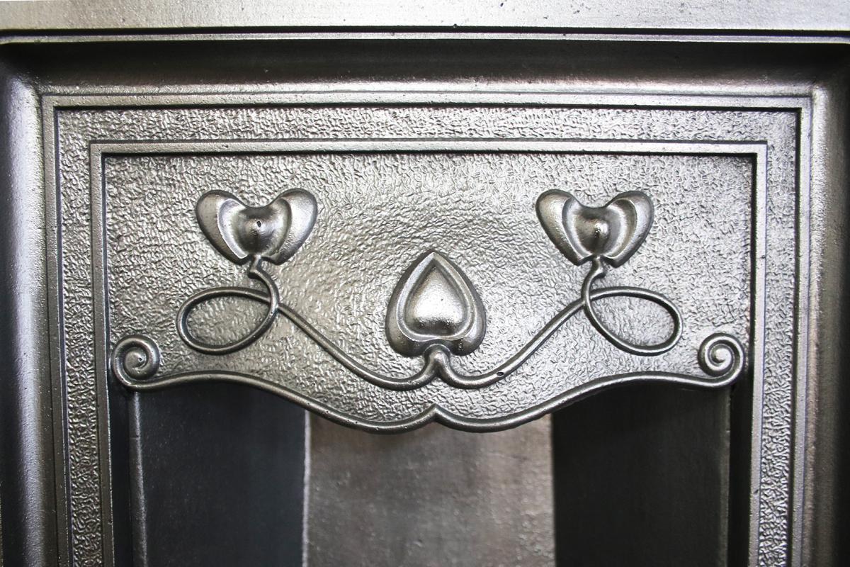 Original Antique Edwardian Art Nouveau Cast Iron Combination Grate 1