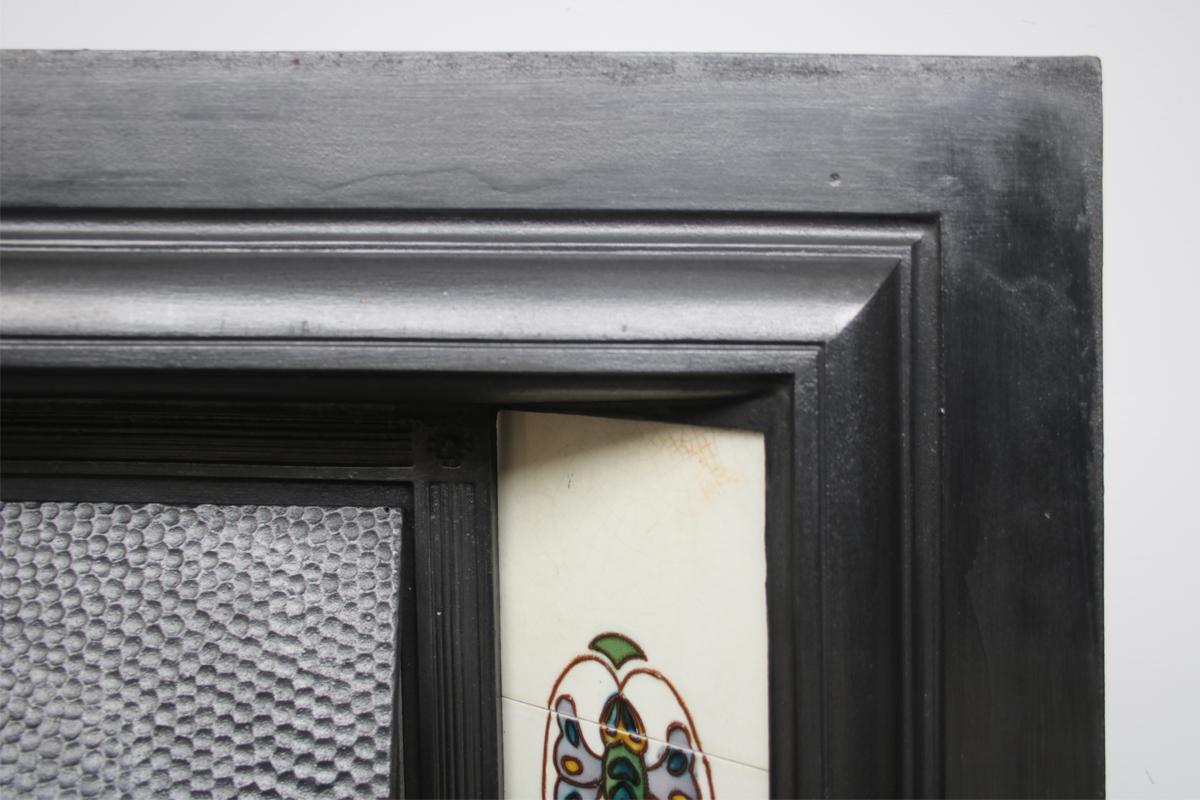 Original Antique Edwardian Art Nouveau Cast Iron Fireplace Insert 1