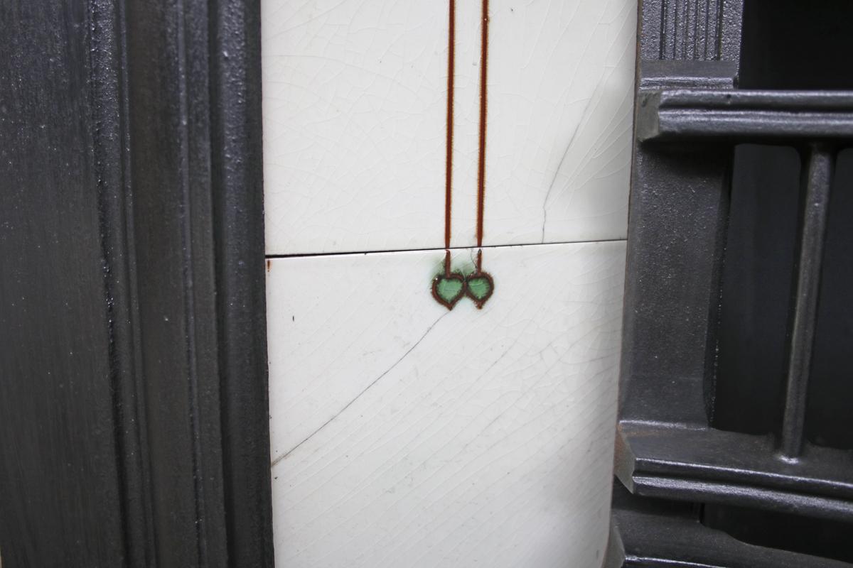 Original Antique Edwardian Art Nouveau Cast Iron Fireplace Insert 5