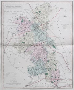 Original Antique English County Map, Buckinghamshire, J & C Walker, 1851