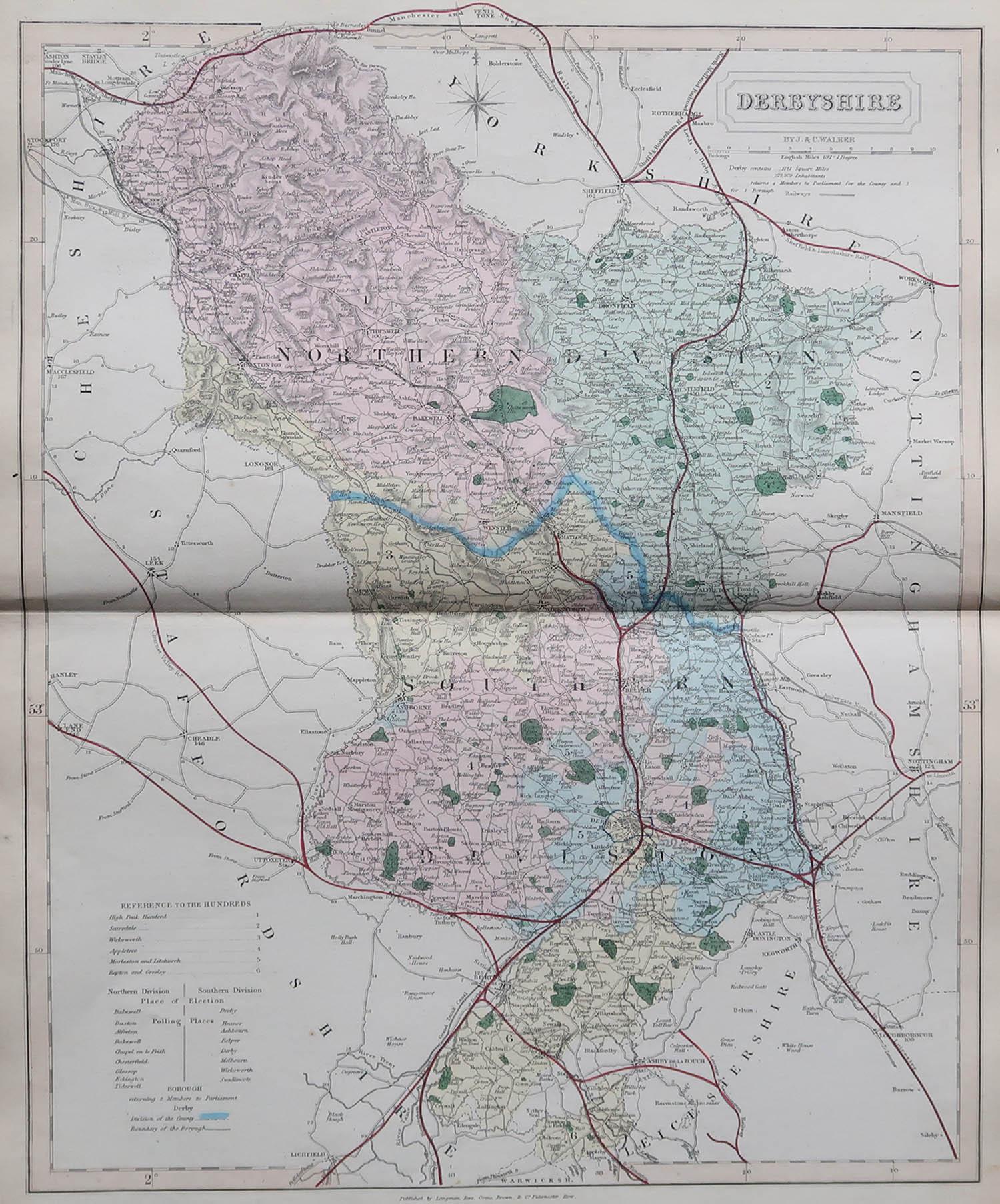 Großartige Karte von Derbyshire

Original Farbe

Von J & C Walker

Veröffentlicht von Longman, Rees, Orme, Brown & Co. 1851

Ungerahmt.




