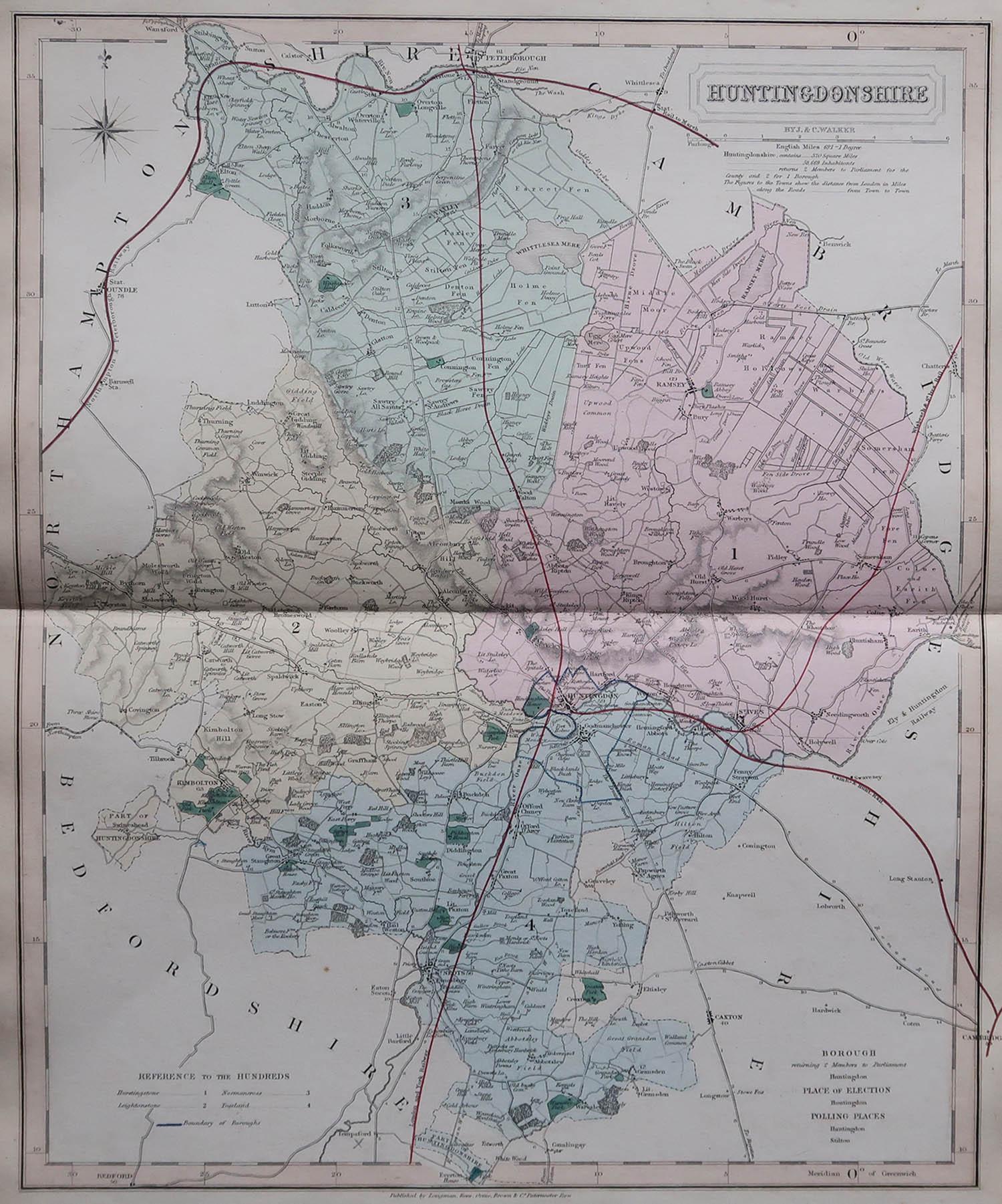 Große Karte von Huntingdonshire

Original Farbe

Von J & C Walker

Veröffentlicht von Longman, Rees, Orme, Brown & Co. 1851

Ungerahmt.





