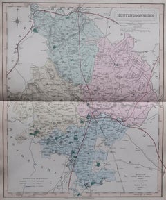 Original Antique English County Map, Huntingdonshire, J & C Walker, 1851