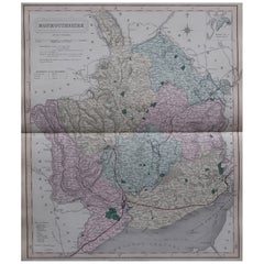 Original Antique English County Map - Monmouthshire. J & C Walker. 1851