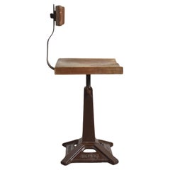 Original Used English Vintage Singer Desk Swivel Chair
