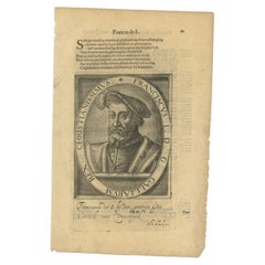 Original Antique Engraved Portrait of Francis I of France by Janszoon, 1615