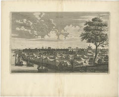 Original Antique Engraved Print of the City of Hoaigan in China, 1668