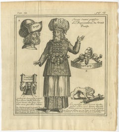 Original Antique Engraving of A Jewish Priest, 1709
