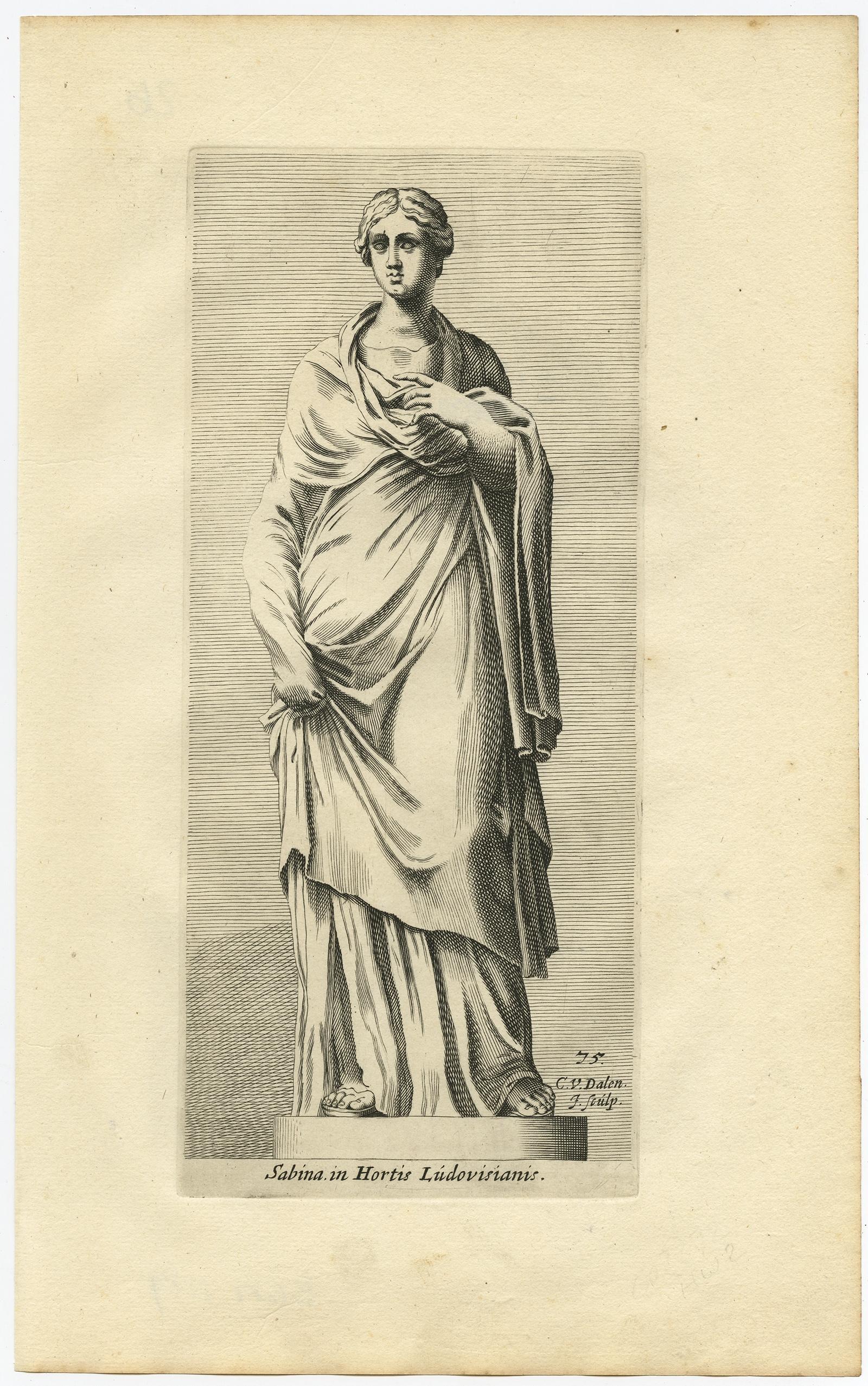 Original Antike Gravur einer Sabine-Statue einer Sabine in Rom, Italien (Graviert) im Angebot