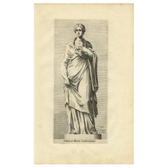 Gravure ancienne d'origine d'une statue d'une femme Sabine à Rome, Italie