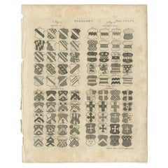 Original Antique Engraving of Coats of Arms from Heraldry Brittanica, c.1810