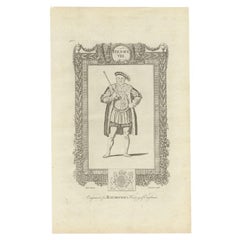 Original Antique Engraving of King Henry VIII, C.1787