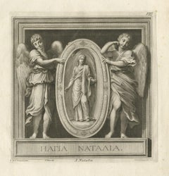Original Antique Engraving of Saint Natalie, 1762