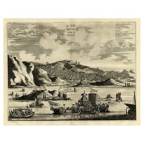 Original Antique Engraving of Sakai in the Osaka Prefecture, Japan, 1669